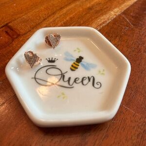 kate spade sweetheart heart studs in rose gold plated metal with crystal